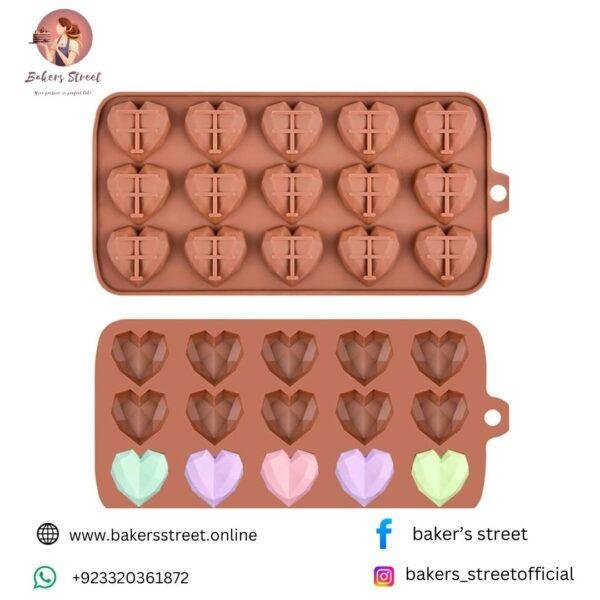 15Cavity Diamond Heart Chocolate Silicone Mold