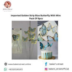 Imported Blue Butterfly With Wire Pack Of 6pcs