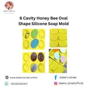 6 cavity honey bee oval shape silicone soap mold