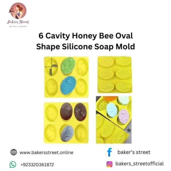 6 cavity honey bee oval shape silicone soap mold