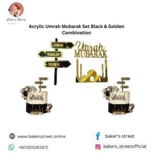 Acrylic Umrah Mubarak Set Black & Golden Combination