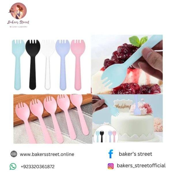 2-in-1 Mini Disposable Plastic Spoons Forks